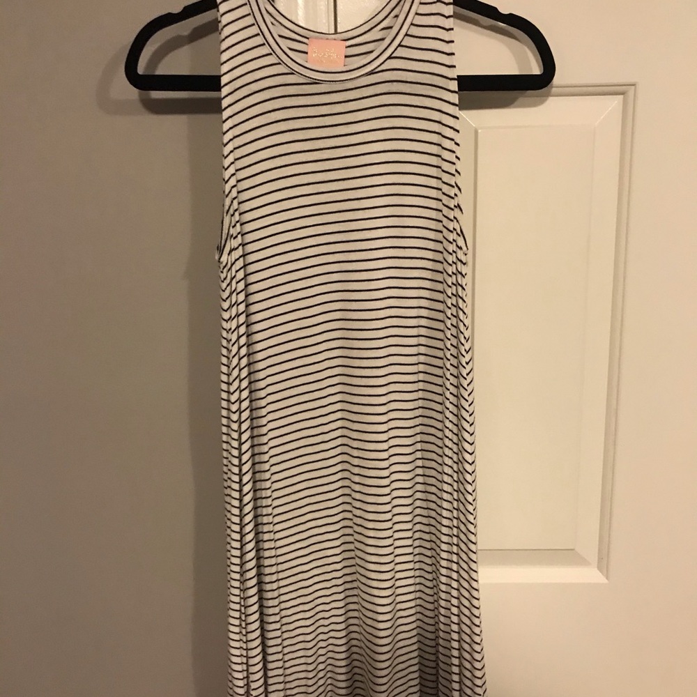 White navy striped dress